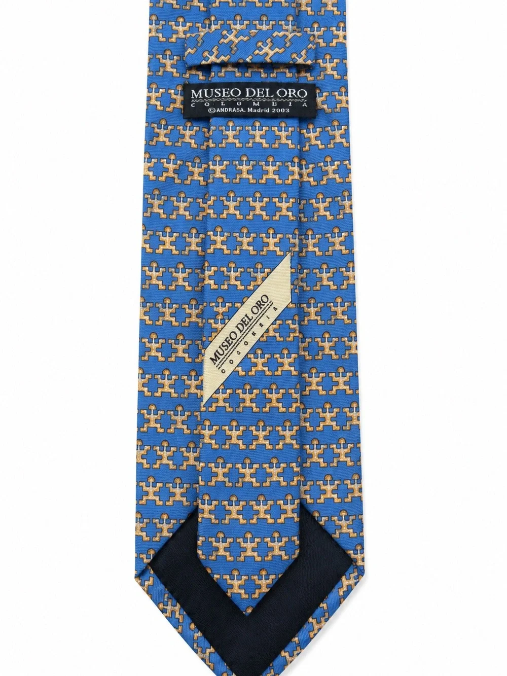 Elegant Blue & Gold Patterned Men's Silk Tie